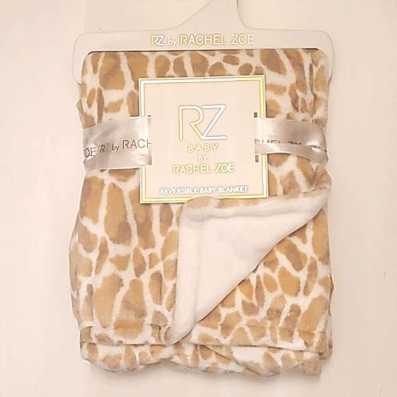 Rachel Zoe Baby Blanket Reversible Giraffe Animal Print RZ Baby Nursery Gift - Picture 5 of 17
